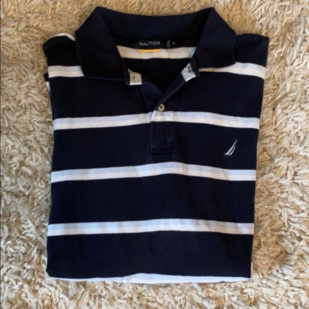 Nautica Men’s short sleeve polo XL navy striped